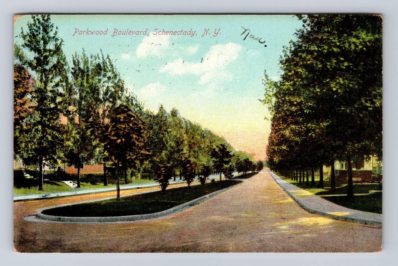 Schenectady NY-New York, Parkwood Boulevard, Antique, Vintage Souvenir Postcard