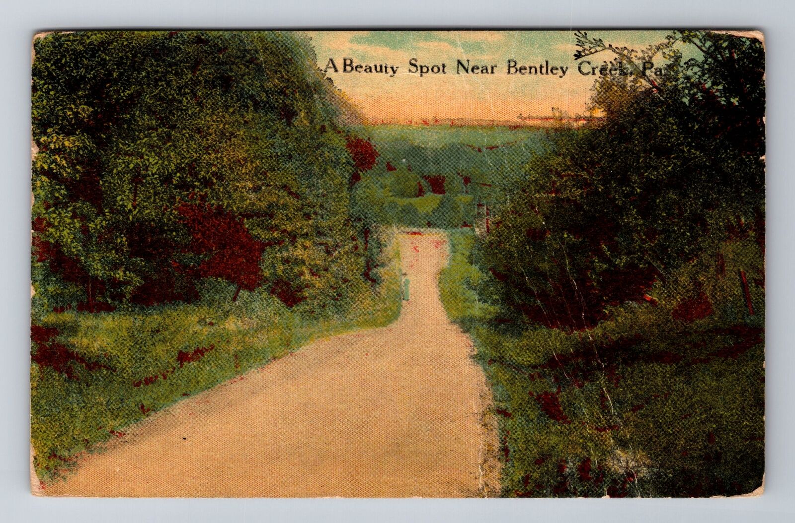 Bentley Creek PA-Pennsylvania, Beauty Spot Road, Antique Vintage c1918 Postcard