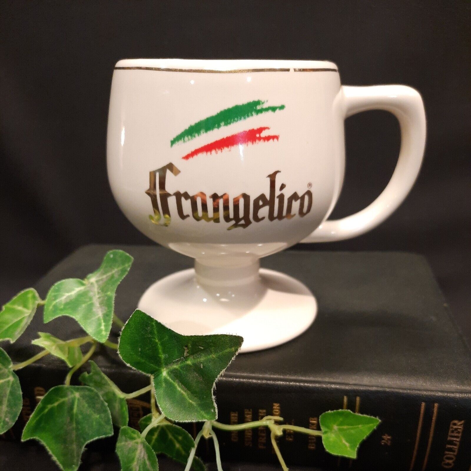 Vintage Frangelico Liqueur Ceramic Pedestal Mug w/ Gold Trim