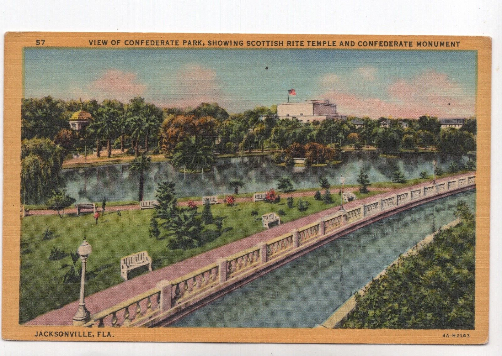 Confederate Park Jacksonville Florida Unused Vintage Postcard