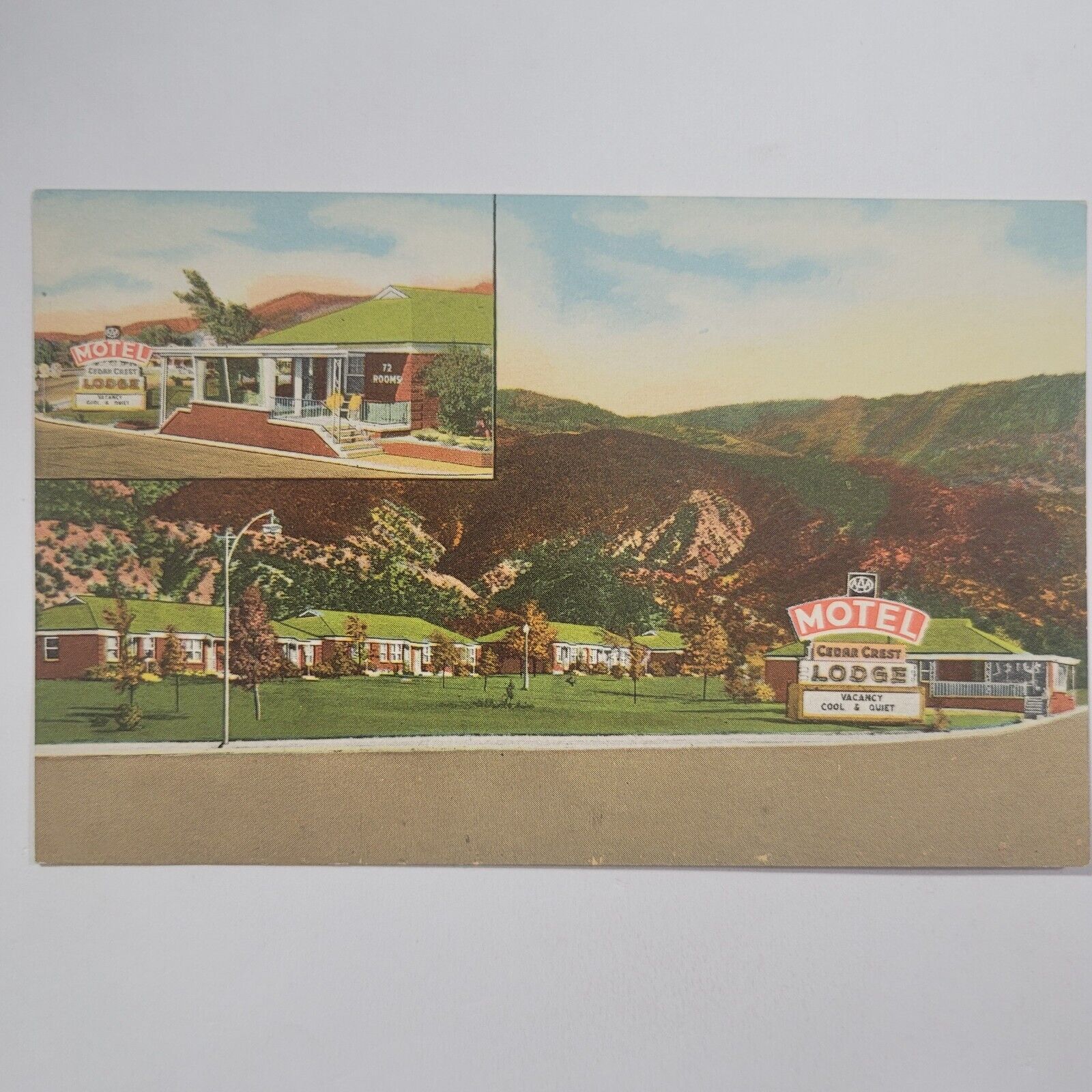 Cedar Crest Lodge And Motel Cedar City Utah UT Vintage Lithograph Postcard US 91