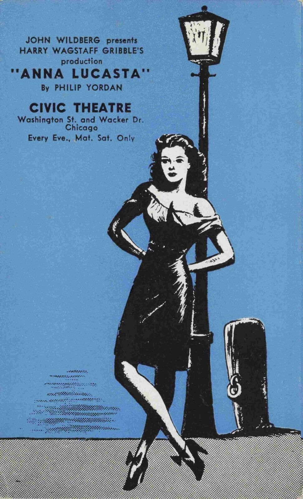 Chicago Illinois Civic Theatre Ad Anna Lucasta Philip Yordan Vintage IL Postcard