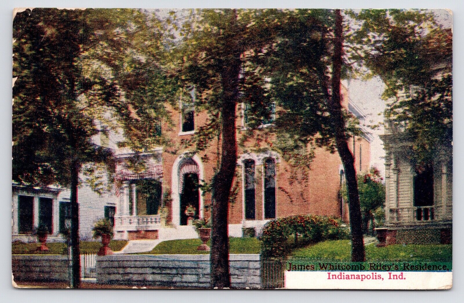 c1910 James Whitcomb Riley Residence House Indianapolis Indiana IN Postcard