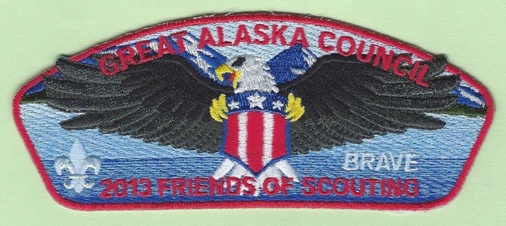 GREAT ALASKA COUNCIL 2013 FRIENDS OF SCOUTING BRAVE CSP  SA-27  CUT EDGE