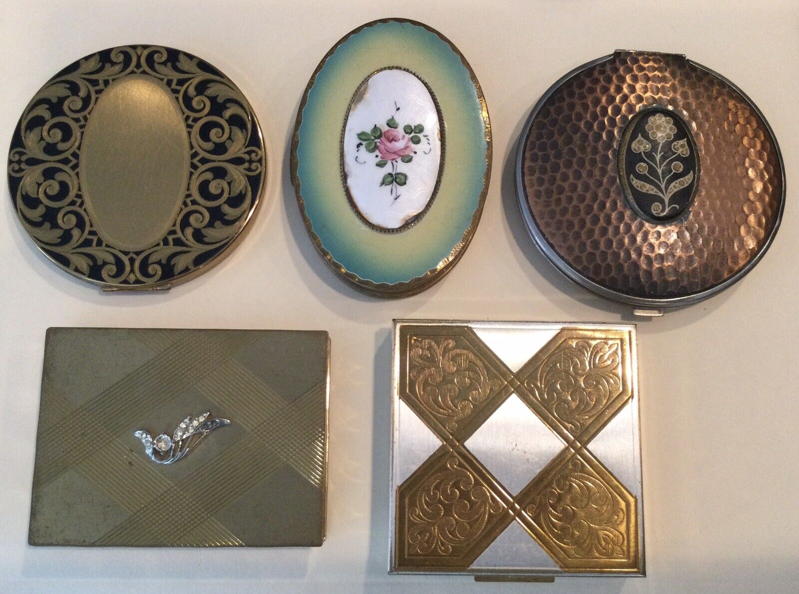Lot Of 5 Antique Compact Cases