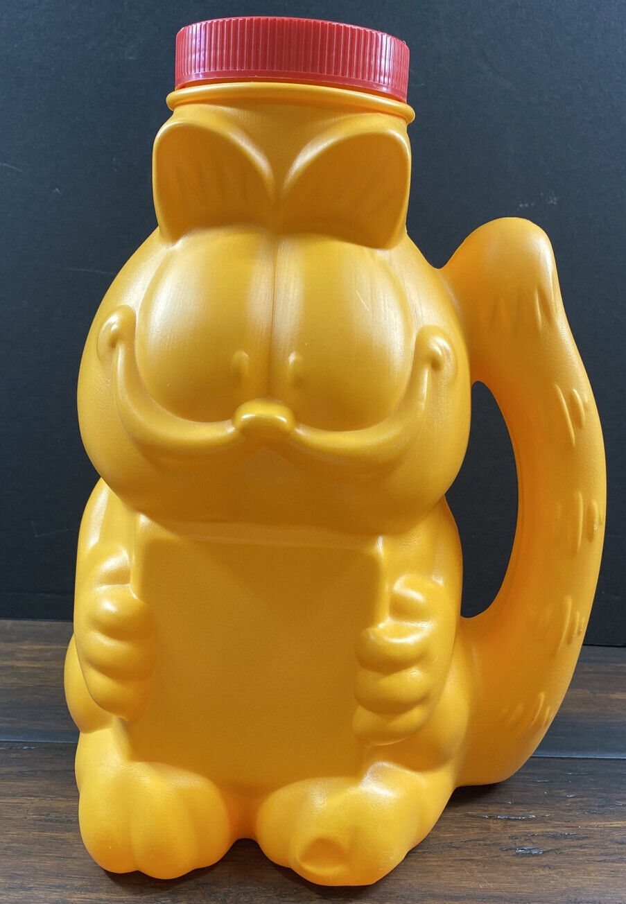 Garfield Alpo Cat Food Container Coin Bank 1981 Vintage Plastic 12” Tall
