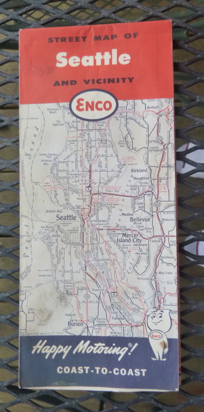 1964 Seattle metro street  map ENCO Humble oil gas Washington Kirkland schools