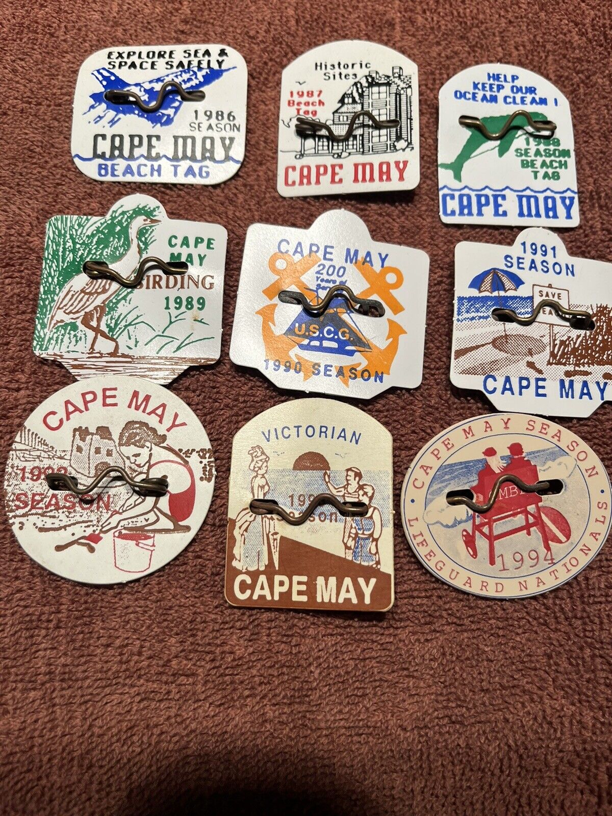 Pick 1—Original Seasonal Cape May, NJ Beach Tags/Badges 1986–1994. $ Per Tag