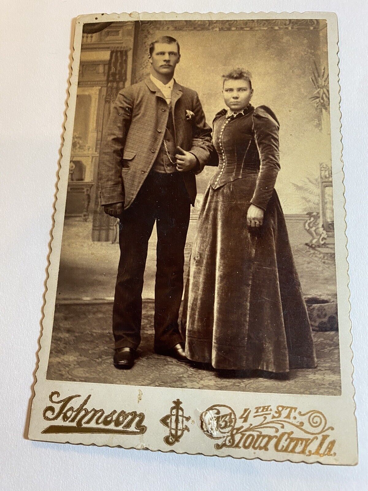 Antique Card-Mounted Photograph, Couple.   1891.