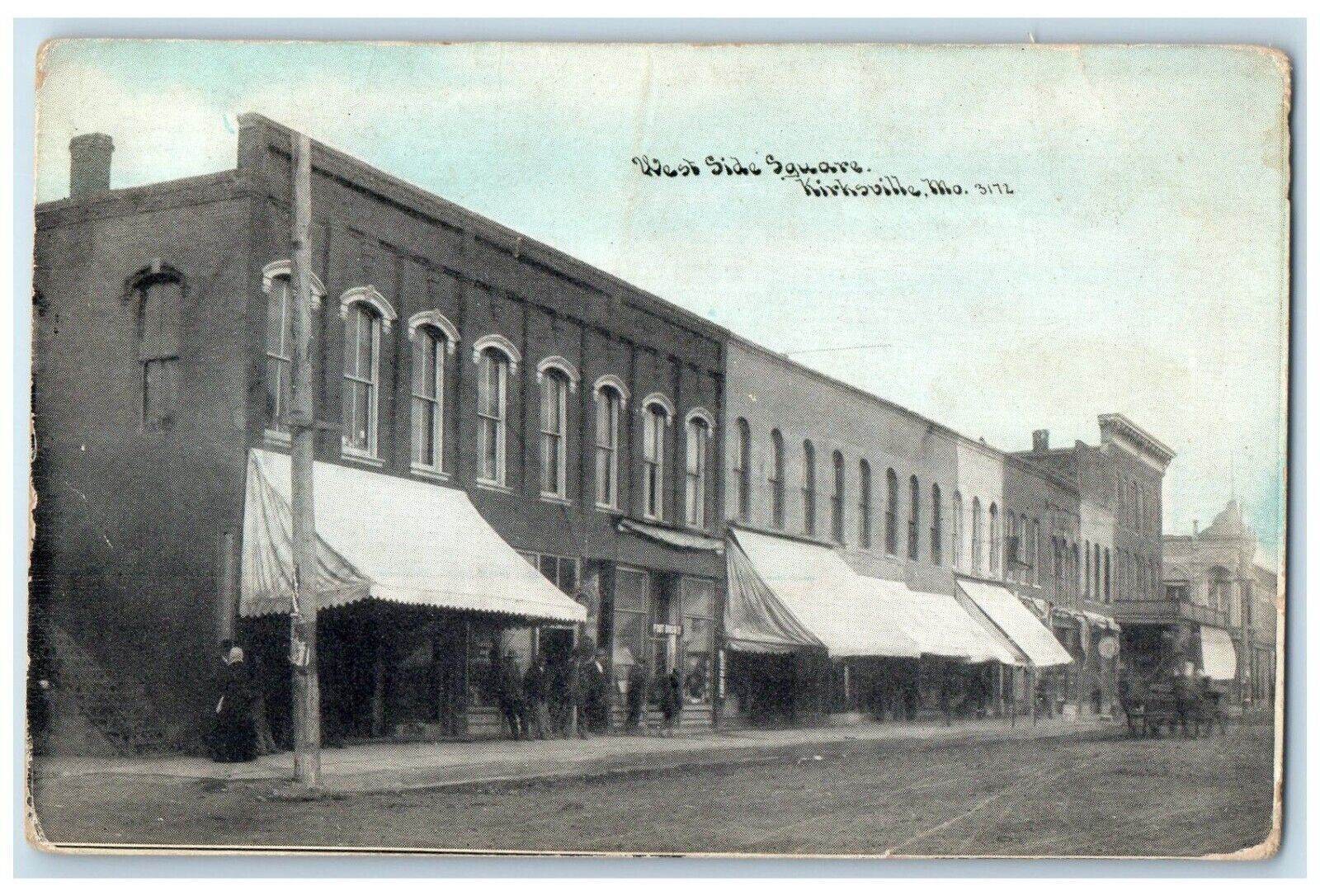 1915 West Side Square Exterior Building Kirksville Missouri MO Vintage Postcard