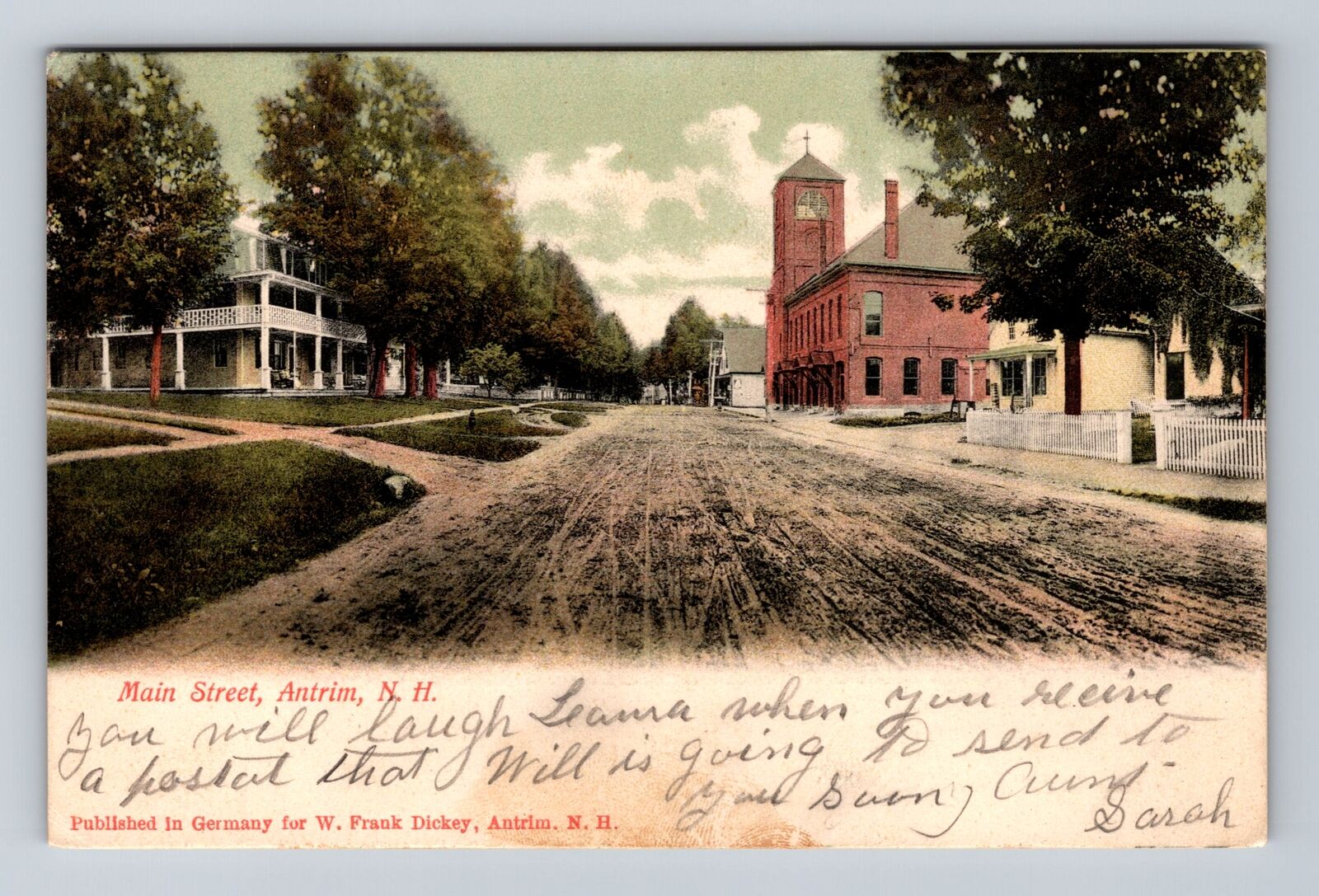 Antrim NH-New Hampshire, Main Street, Advertising, Vintage c1905 Postcard