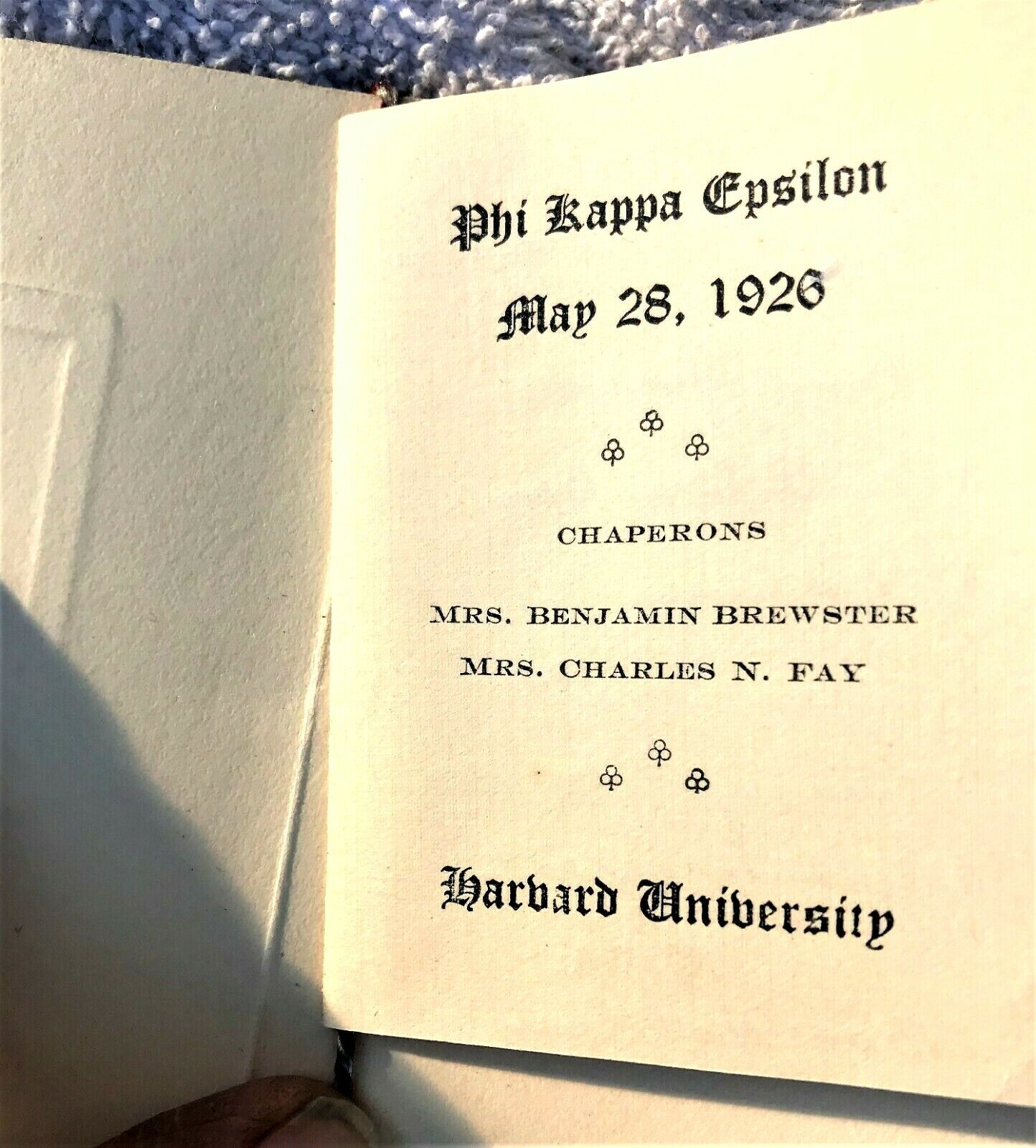 Harvard University Phi Beta Epsilon 1926 with Chaperons card