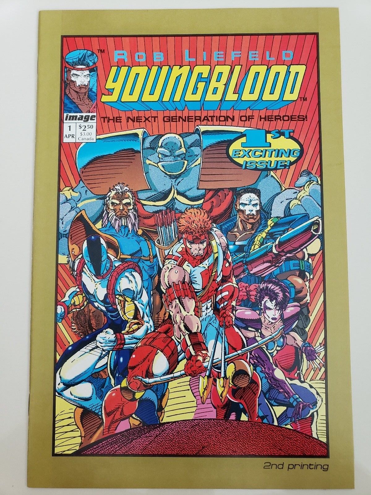 YOUNGBLOOD #1 (1992) IMAGE COMICS ROB LIEFELD ART 2ND PRINT GOLD VARIANT COVER