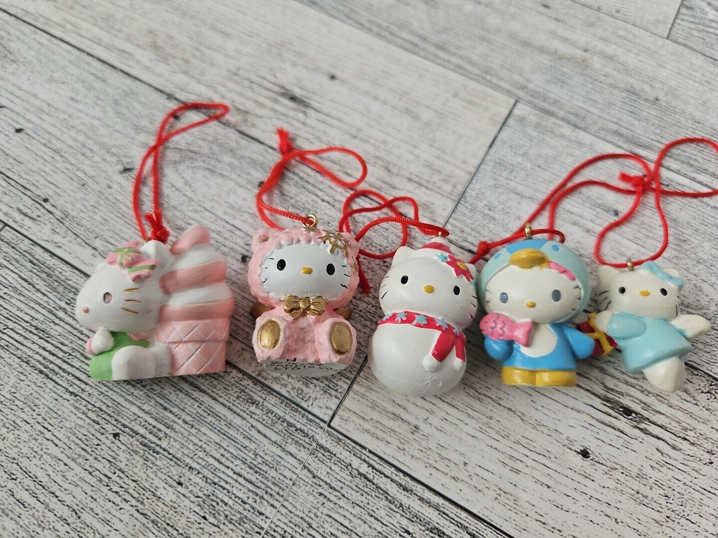 Lot of 5 Hello Kitty Miniature Holiday Christmas Ornaments 2004