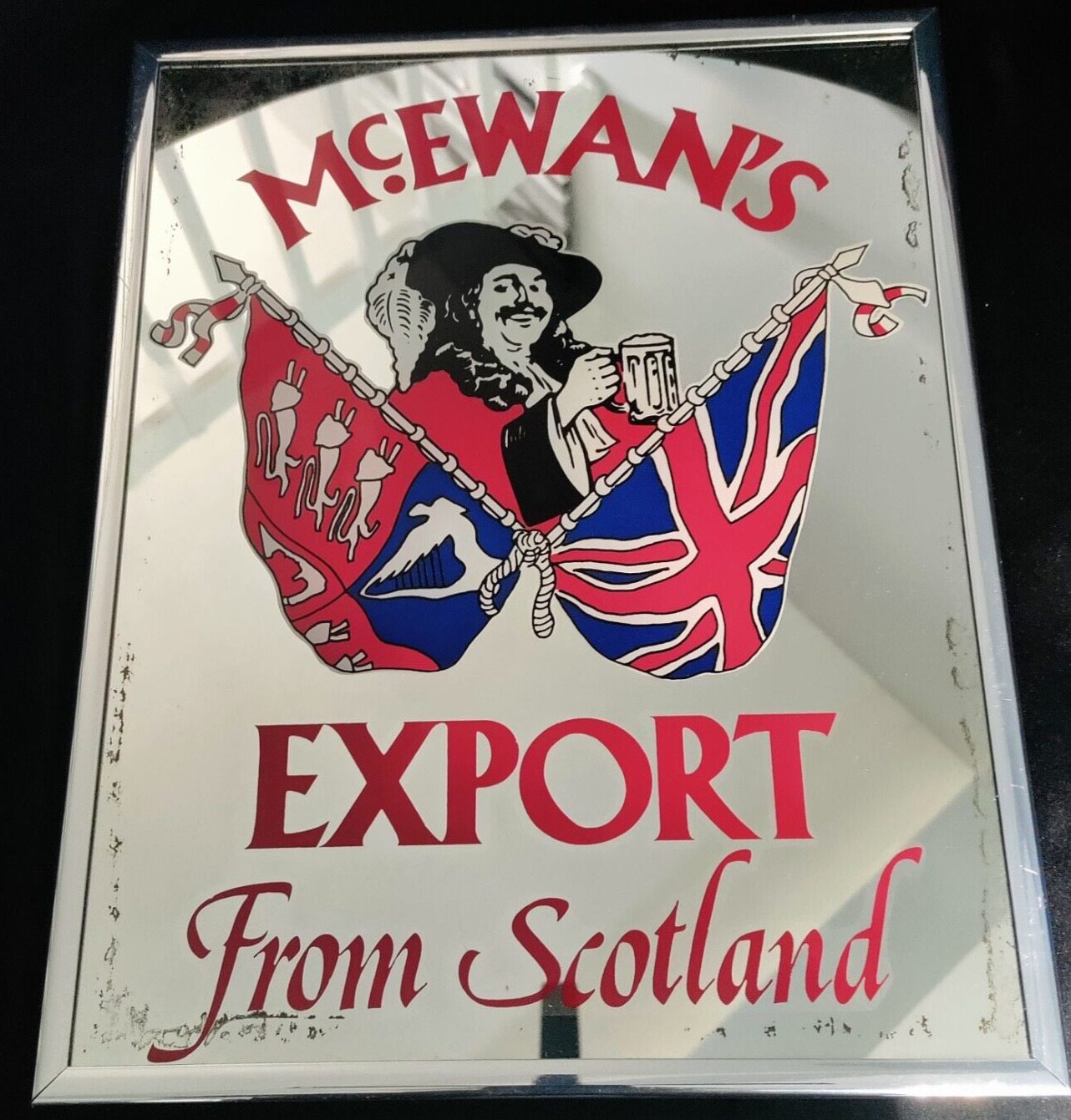 Vintage Mcewans From Scotland Mirrored Bar Sign 14x11  - See Descriprion