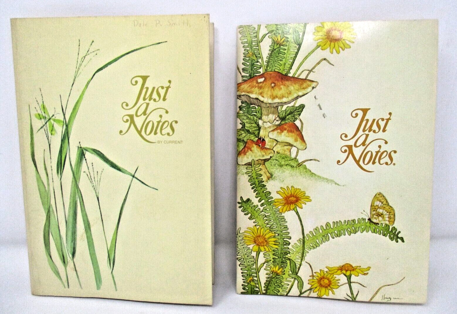 Vintage Current Just A Notes Stationery 1970s Mushroom Grass Dandelion Butterfly