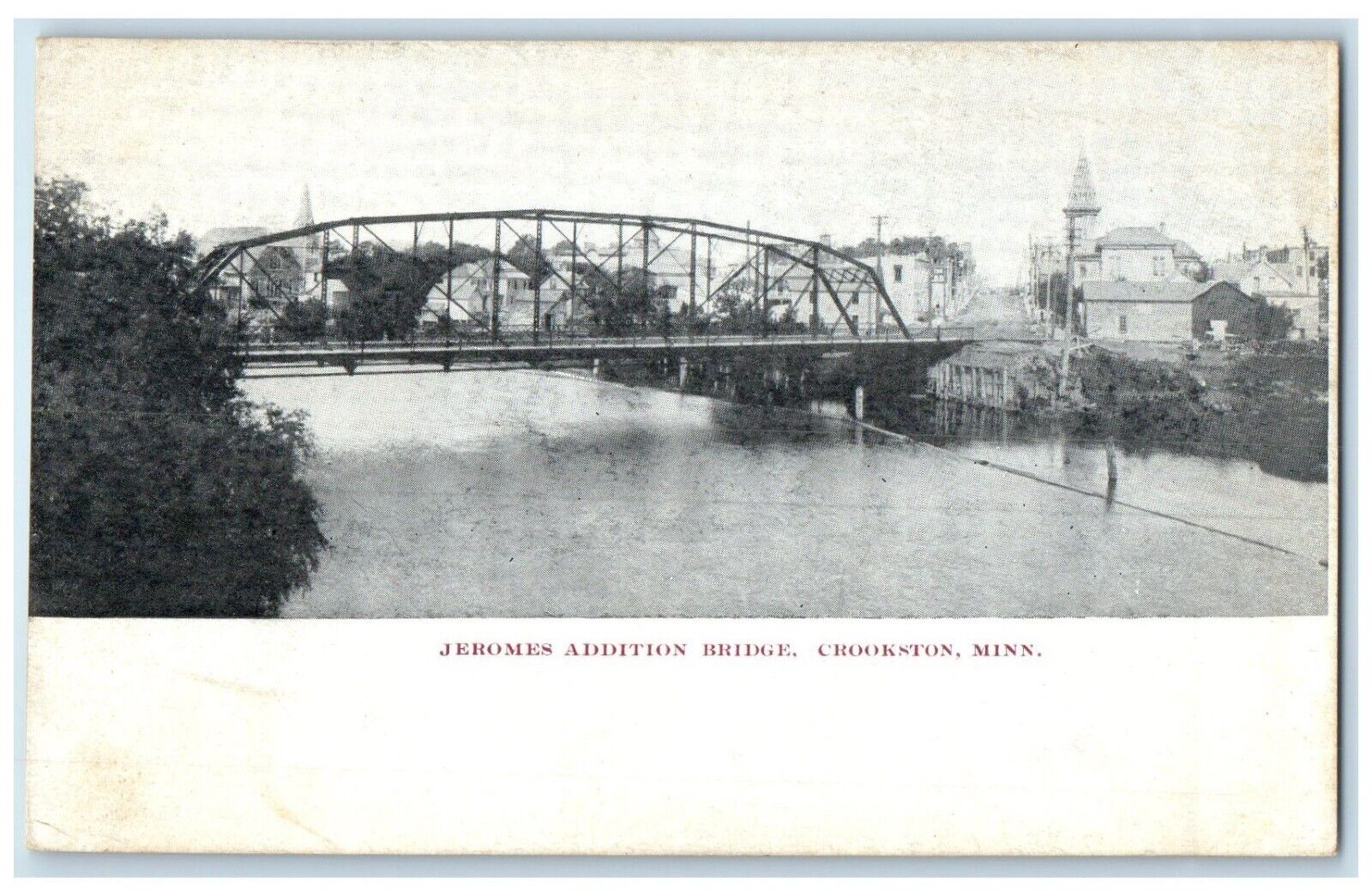 c1910's View Of Jeromes Addition Bridge Crookston Minnesota MN Antique Postcard
