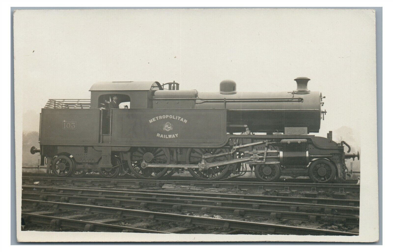 RPPC METROPOLITAN RAILWAY UK Railroad Steam Locomotive 103 Real Photo Postcard