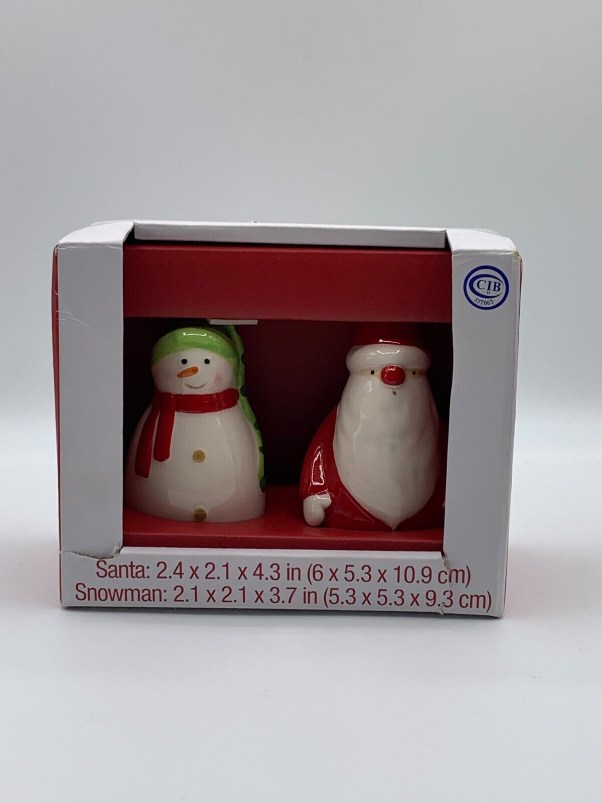 Snowman and Santa Claus Salt & Pepper Shakers Ceramic NIB Essential Home Kmart