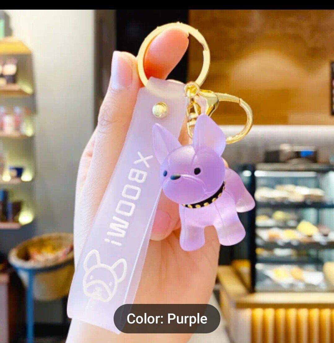 Cartoon Crystal KeyChain Couple Transparent Puppy Cute Creative Exquisite Purple