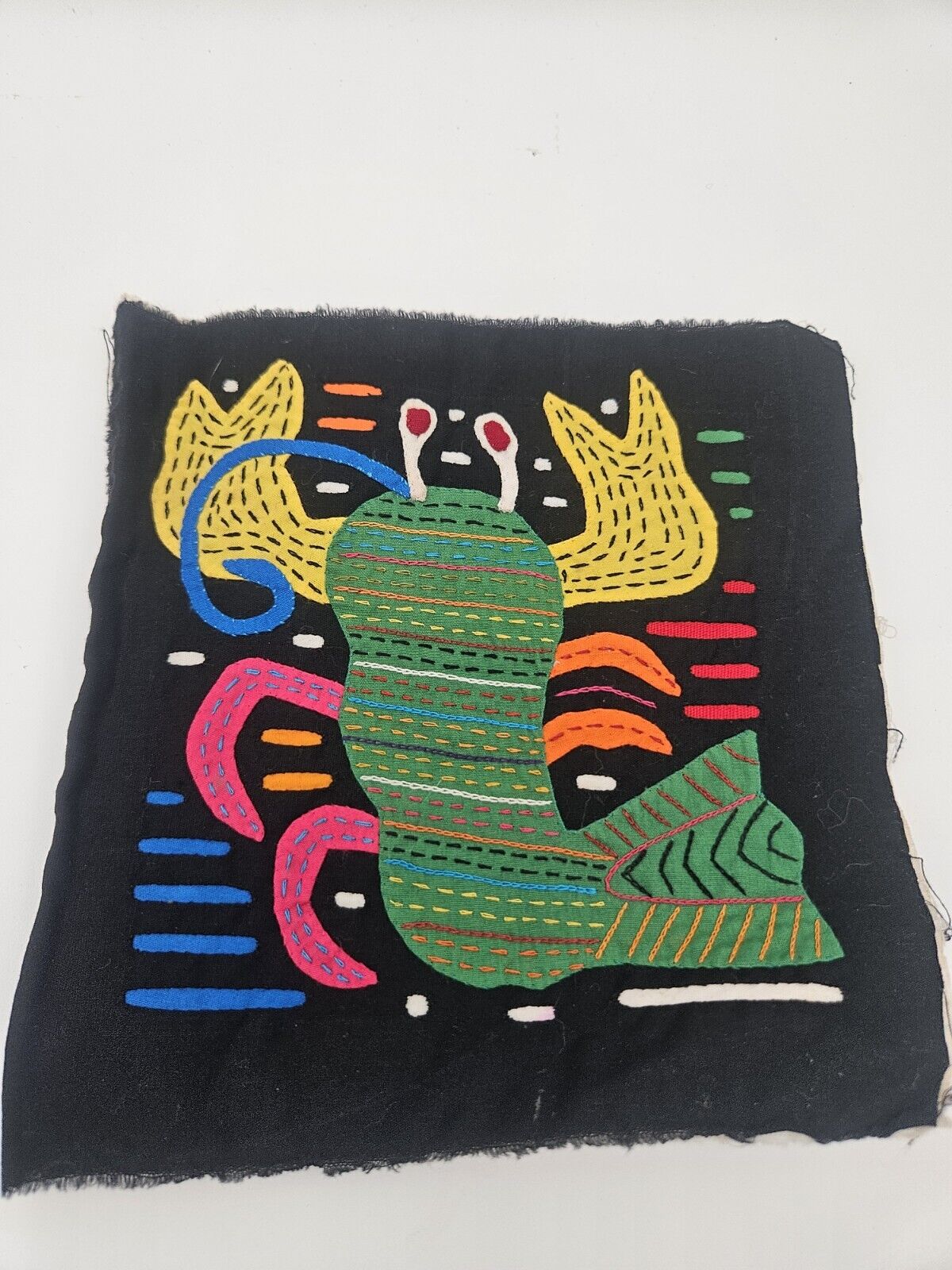 Vintage  Kuna Indian Hand Stitch  Lobster/ Crawfish Mola Panama Art 