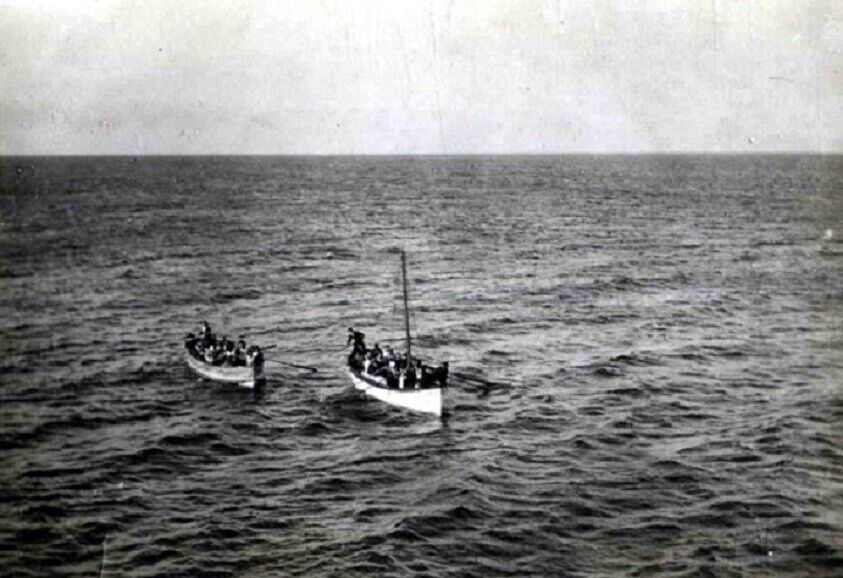 Photo taken from the Carpathia of life boats from the Titanic 13x19 Photo 16a