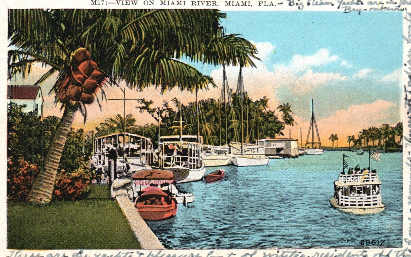 Postcard FL Miami Florida View on Miami River White Border Vintage PC J1049