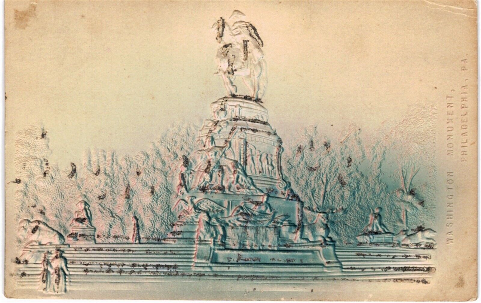 Philadelphia Washington Monument Highly Embossed Monochrome 1901 PA 