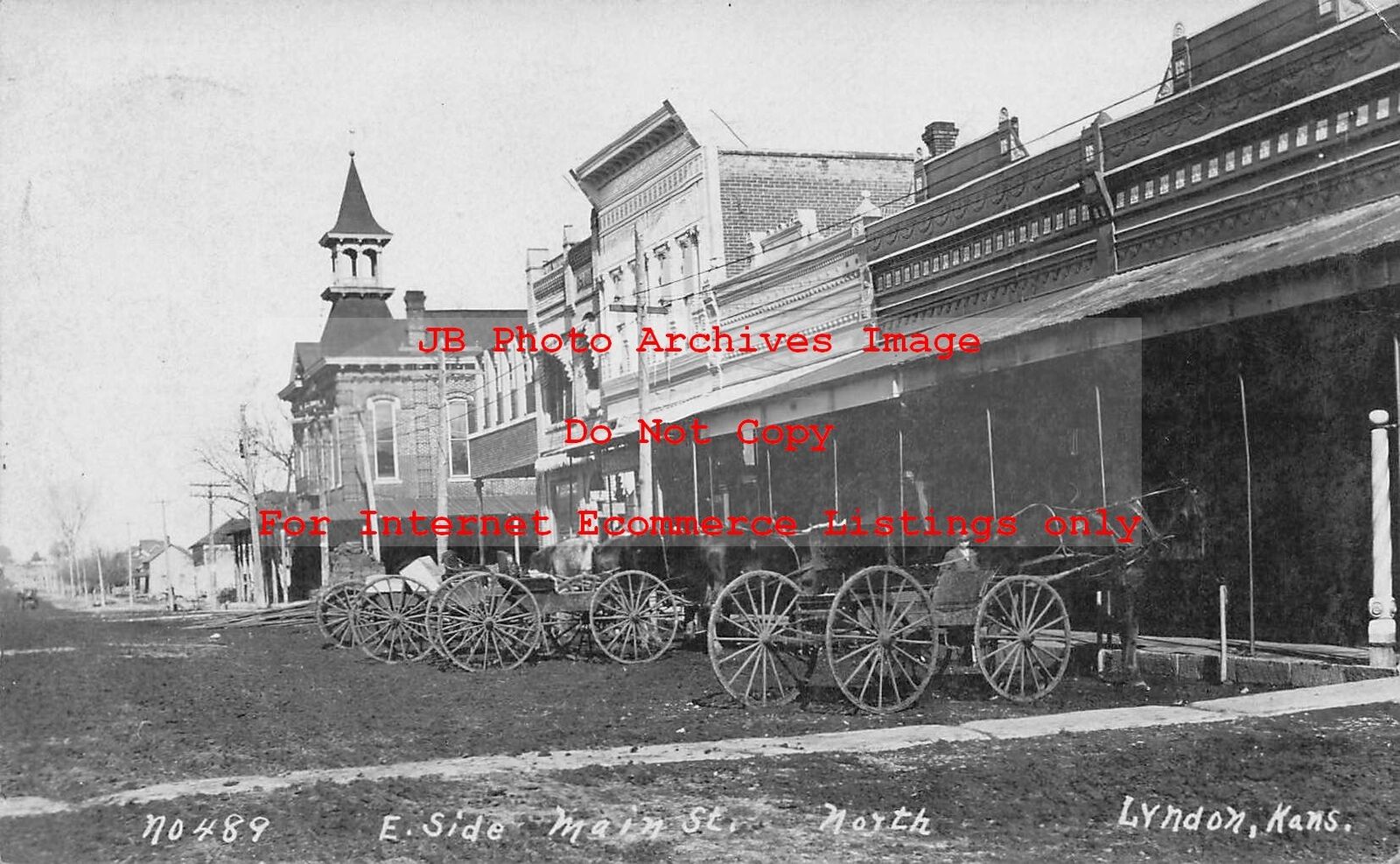 KS, Lyndon, Kansas, RPPC, Main Street North, East Side, SD Butcher Photo No 489