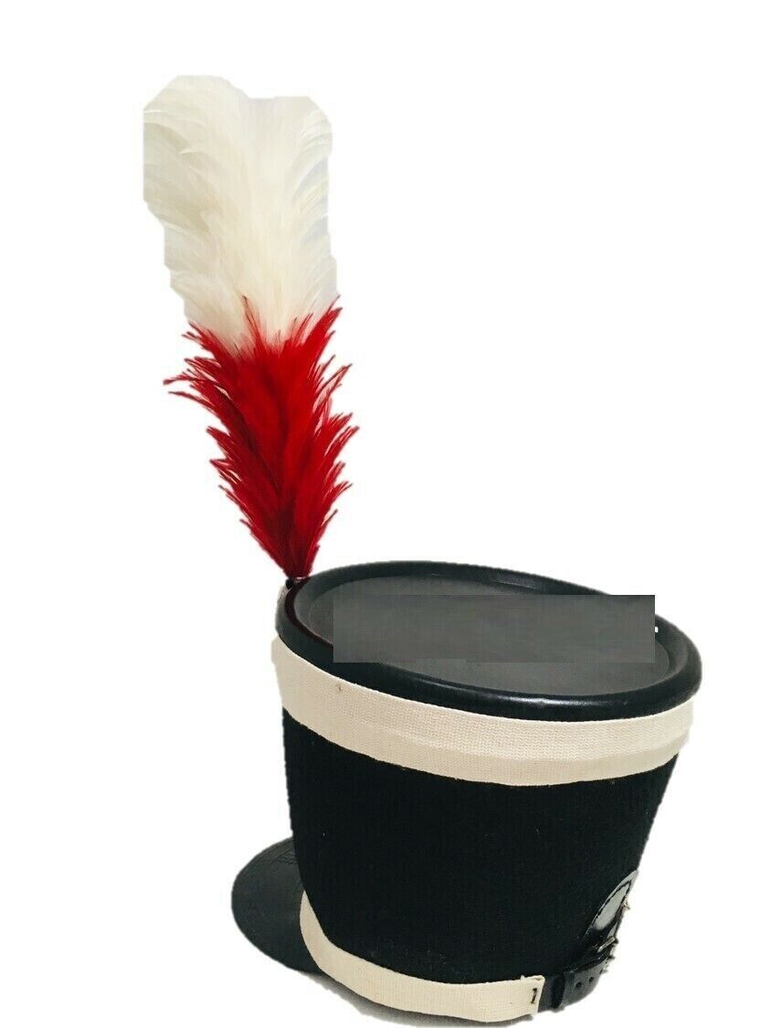 DGH® Napoleonic  White Shako Hat+White & Red Plume+Free Expedite Shipping FS