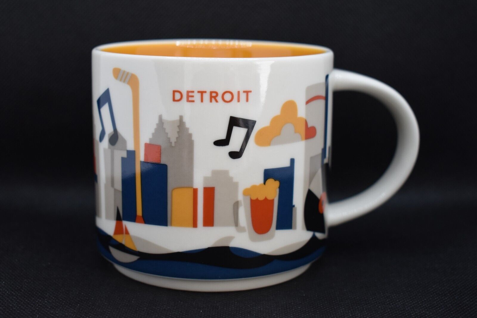Starbucks Retired Detroit Mug 2014 You Are Here Collection 14 oz. Yellow Inside