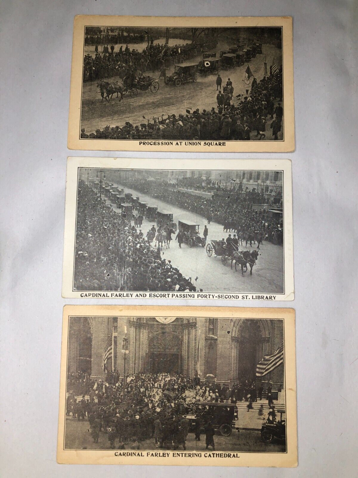 Vintage RPPC Cardinal Farley New York Postcard Lot cathedral Union Square 42nd