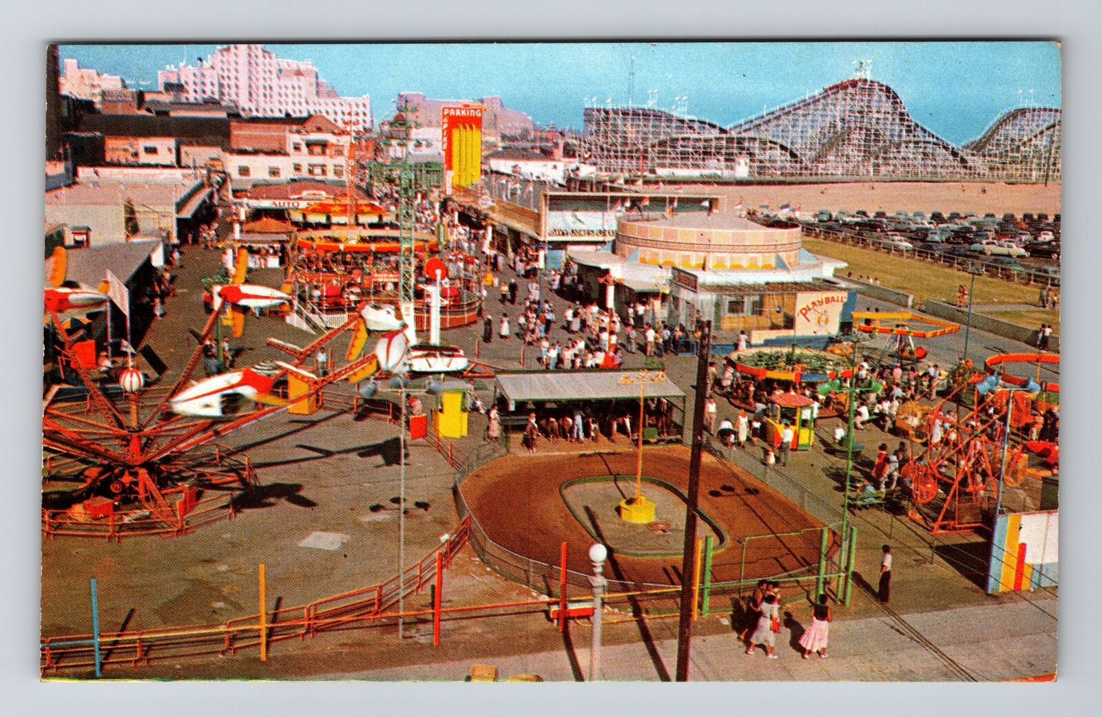 Long Beach CA-California, Roller Coasters, Beach Front, Vintage Postcard
