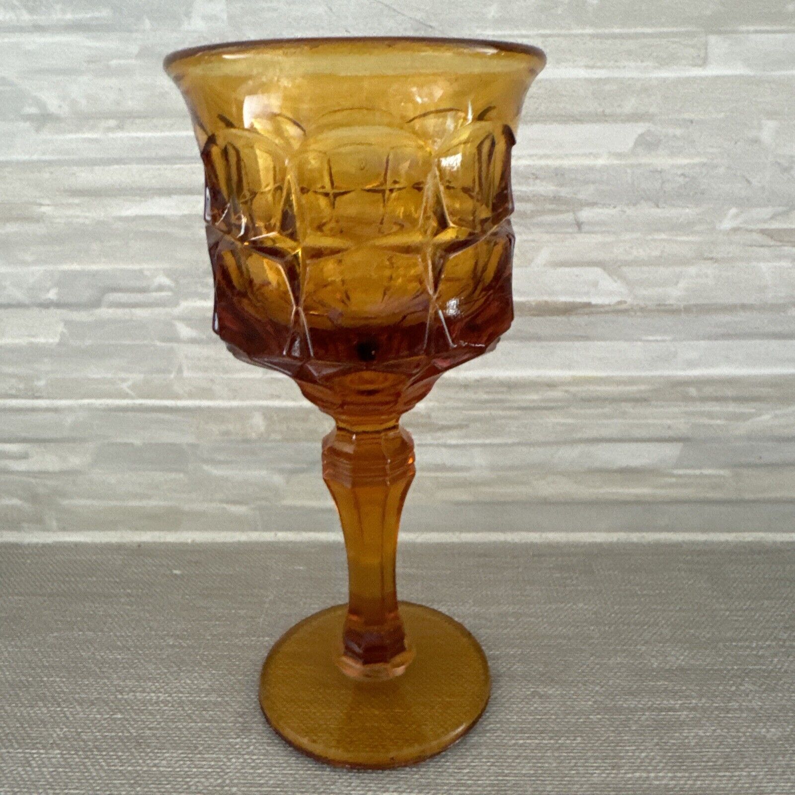 Vintage 8oz Amber Constellation Wine Goblet By Indiana Glass