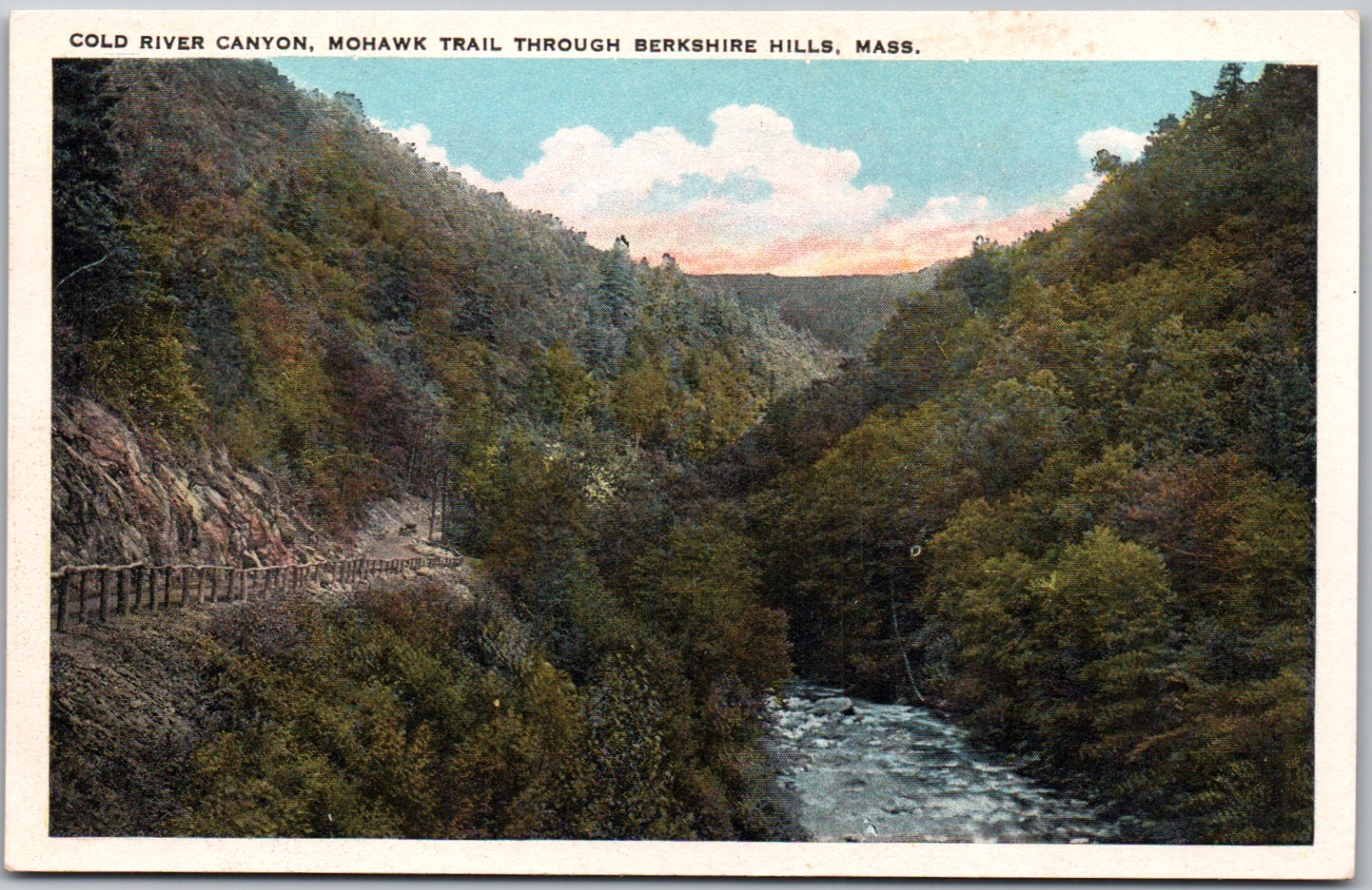 Massachusetts MA Berkshire Hills Mohawk Trail Cold River Vintage WB Postcard UP