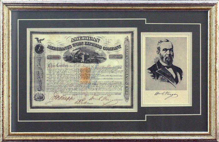American Merchants Union Express Co. Signed by William G. Fargo - Stock Certific