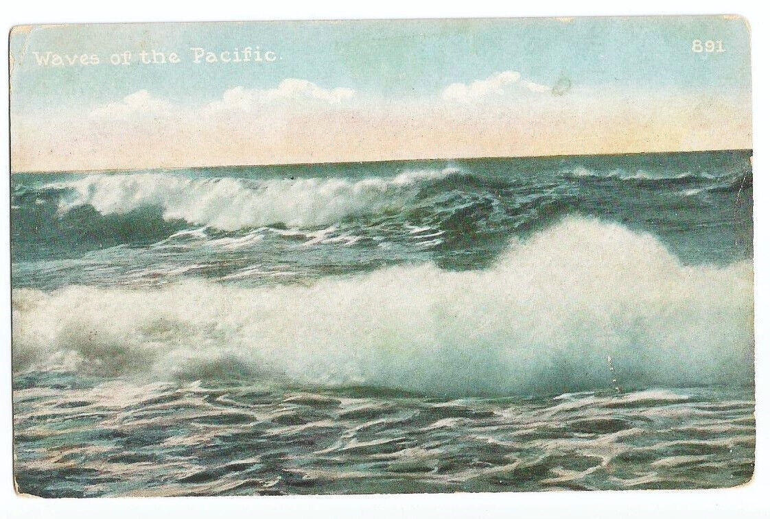 Pacific Ocean Postcard Waves Surf c1910