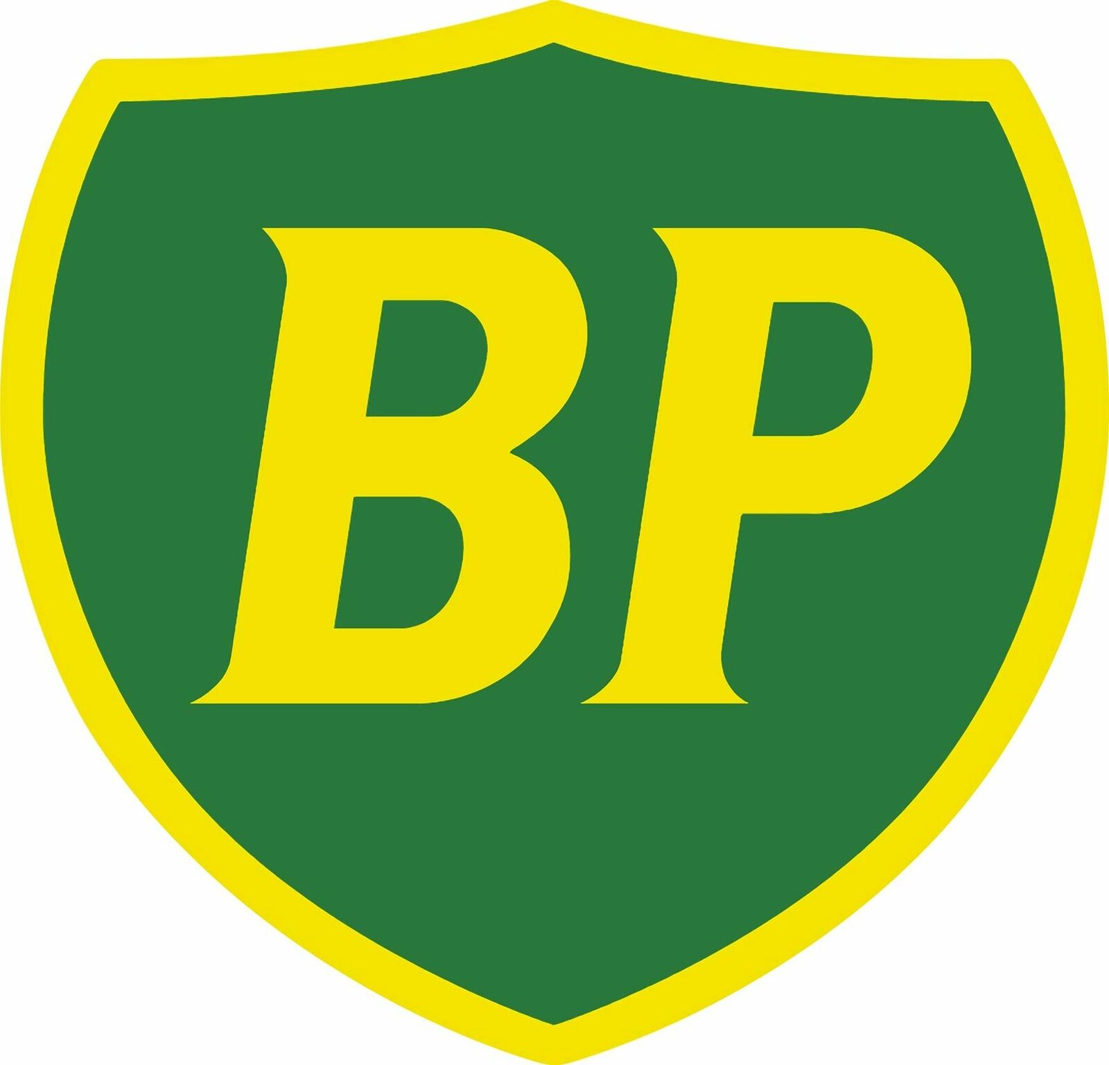 BP GREEN YELLOW SHIELD GASOLINE OIL HEAVY DUTY USA MADE METAL ADVERTISING SIGN