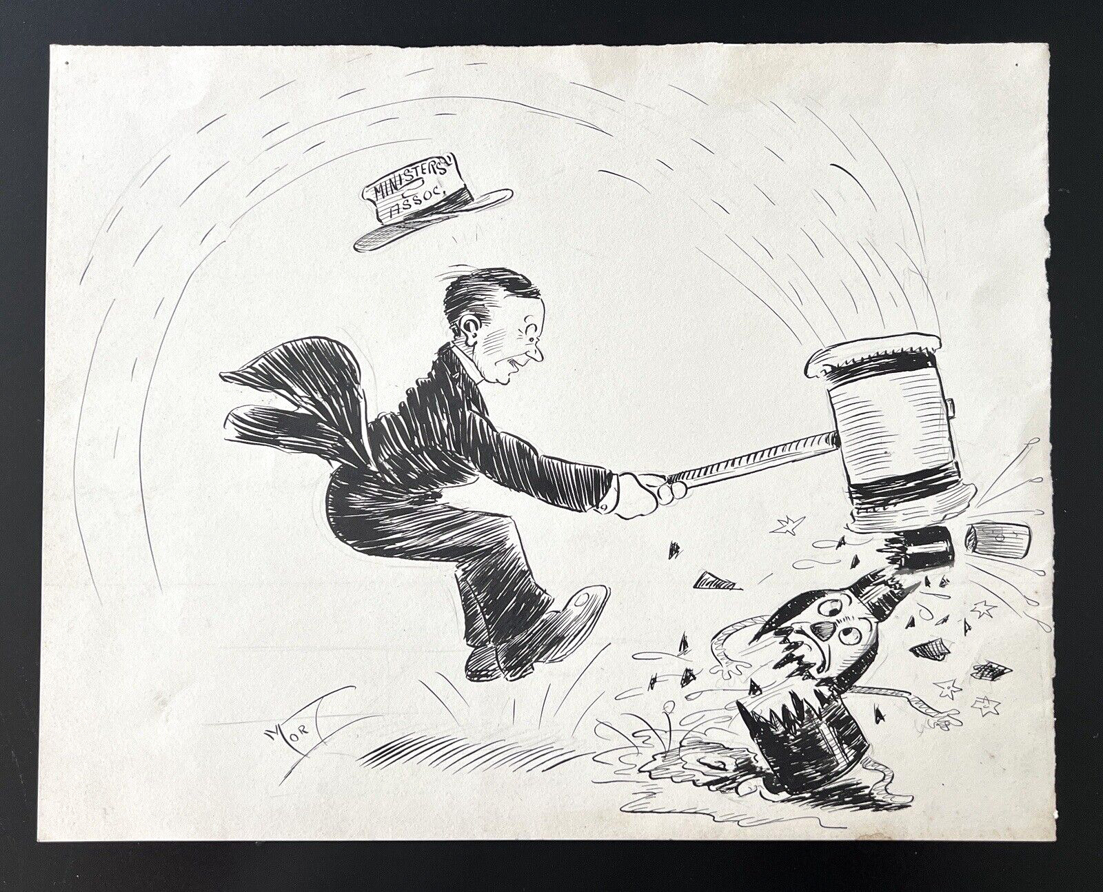 CARL MORTISON, VINTAGE POLITICAL CARTOON, Pen & Ink Signed, 1928 (#544)