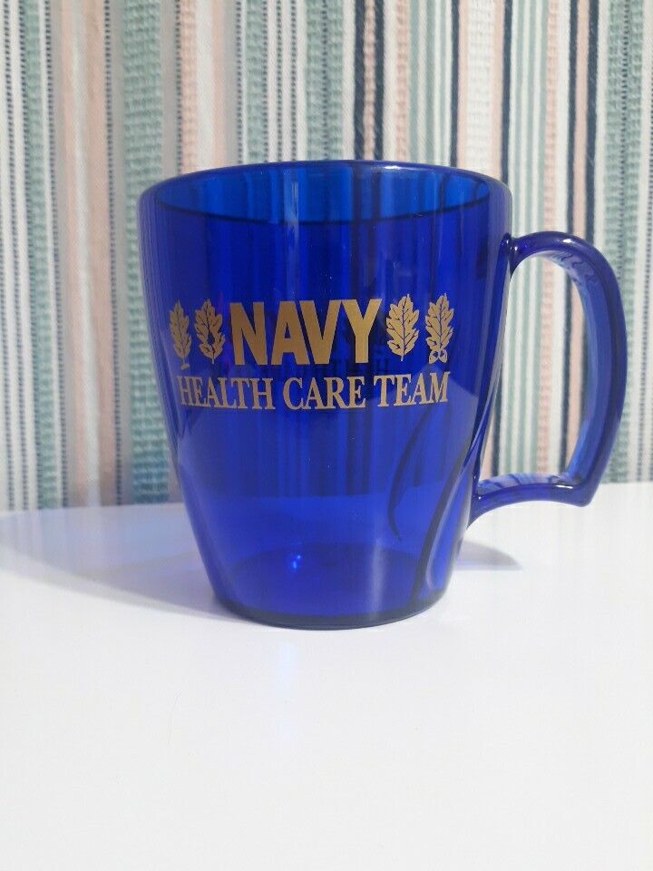 ⚓US NAVY HEALTH CARE TEAM Mug / Cup - Hot/Cold - Blue - Great Condition‼USA MADE