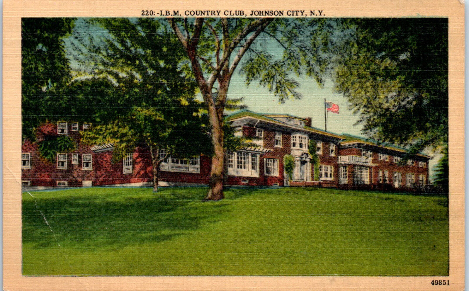 1940s I.B.M. Country Club Johnson City NY Postcard