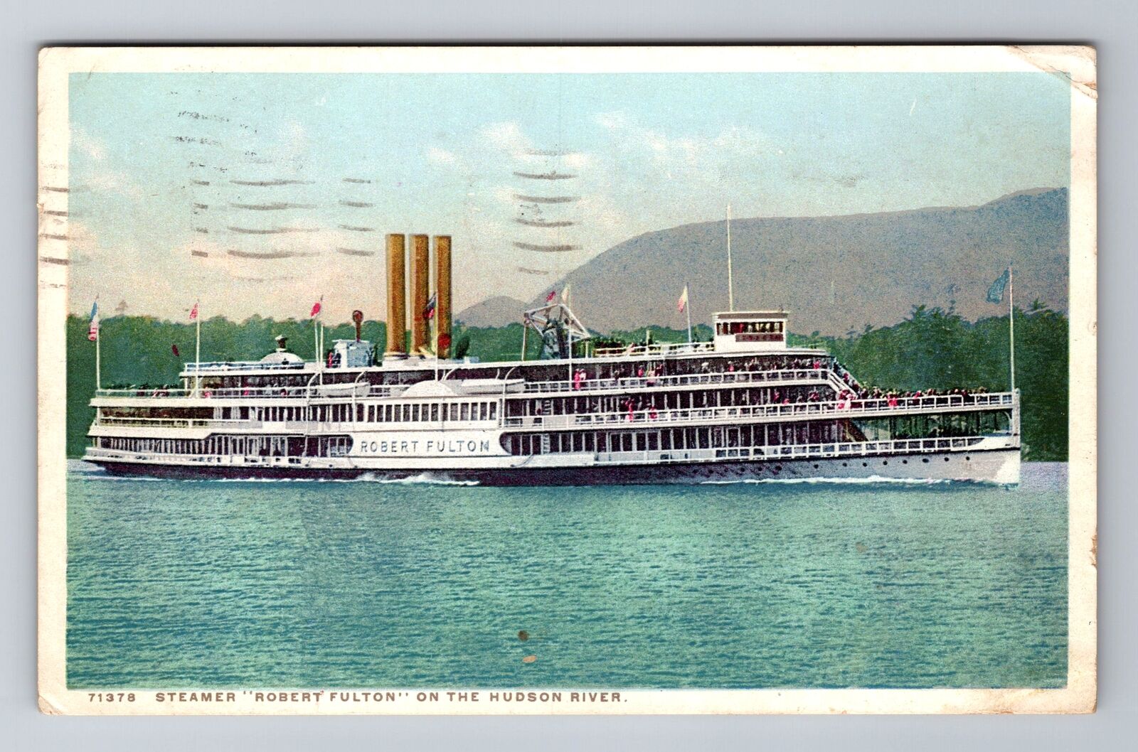 Steamer Robert Fulton, Ship, Transportation, Antique, Vintage c1929 Postcard