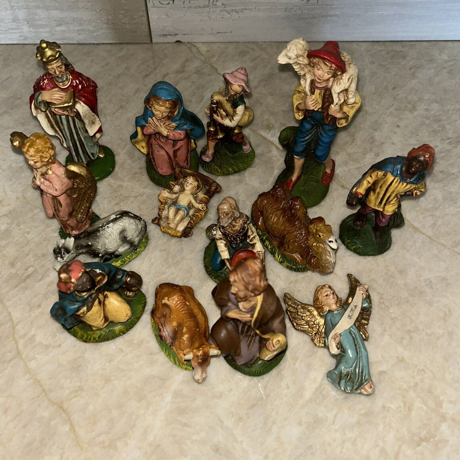 14 Vintage Italian Nativity Christmas Manger Scene Figures Made In Italy