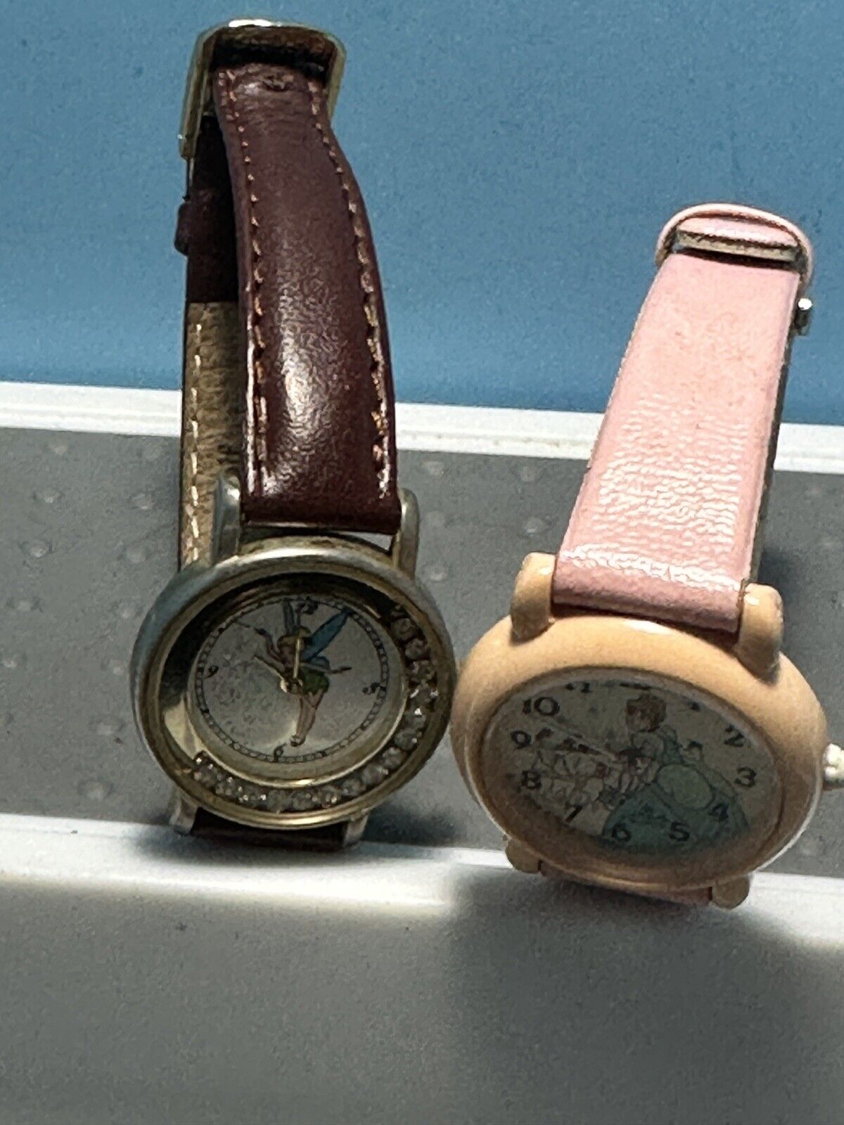 Vintage Cinderella & Tinker Bell Disney Wrist Watches Women NEEDS BATTERIES B59