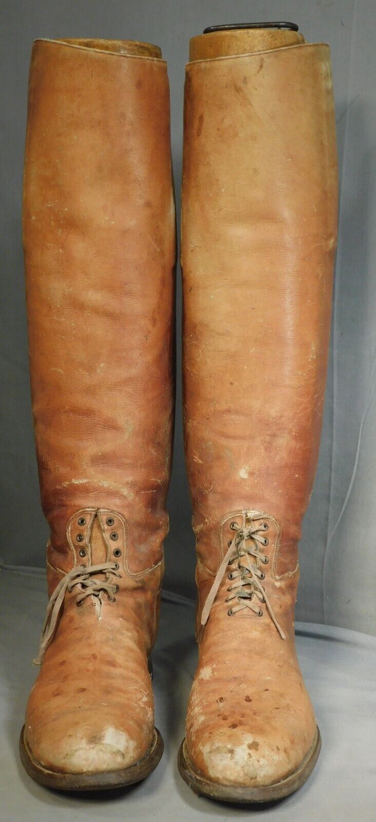 Antique WWI Teitzel-Jones Cavalry Officer Riding Boots Wooden Trees Maj H Taylor