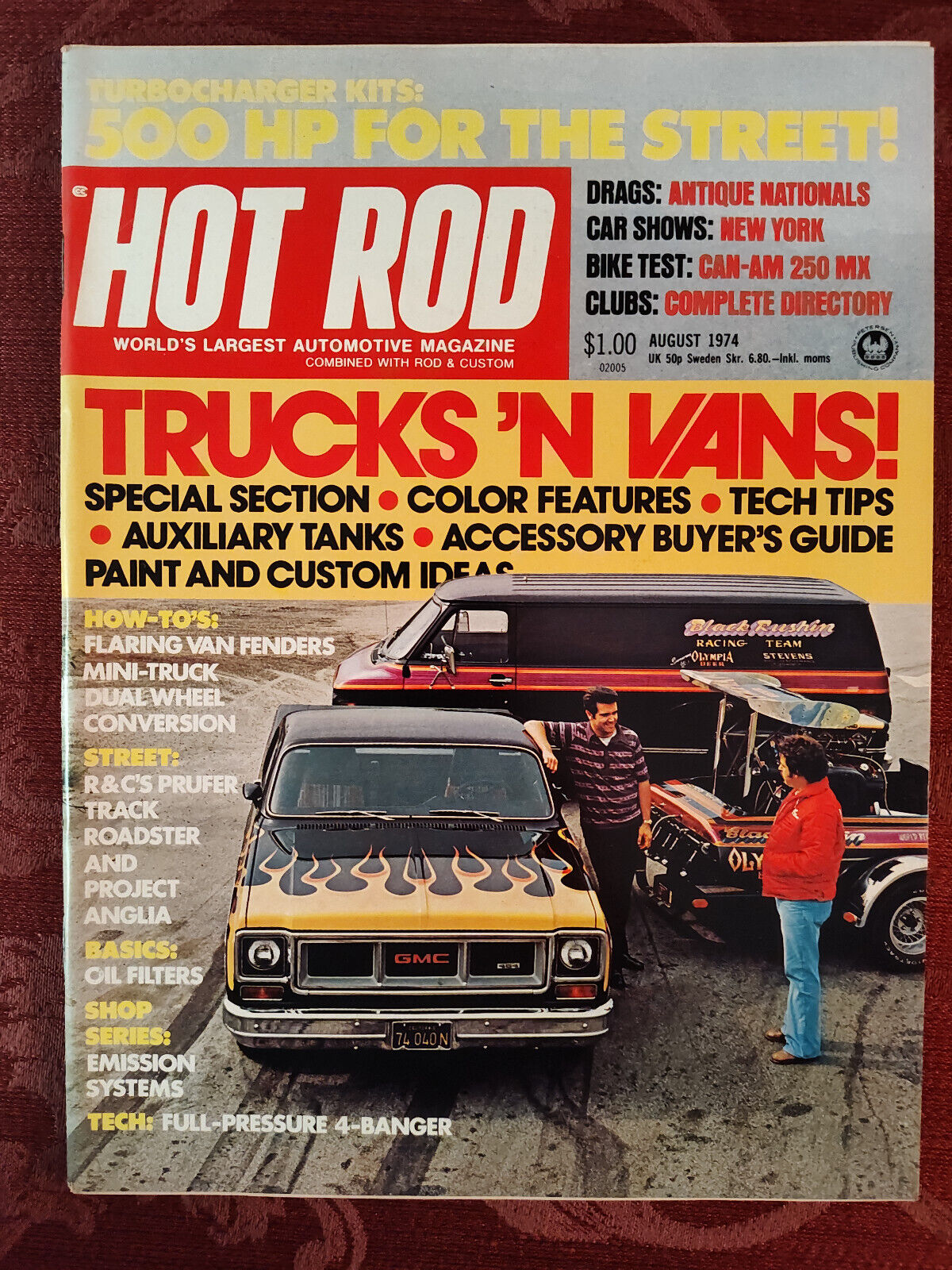 Rare HOT ROD Car Magazine August 1974 Trucks and Vans