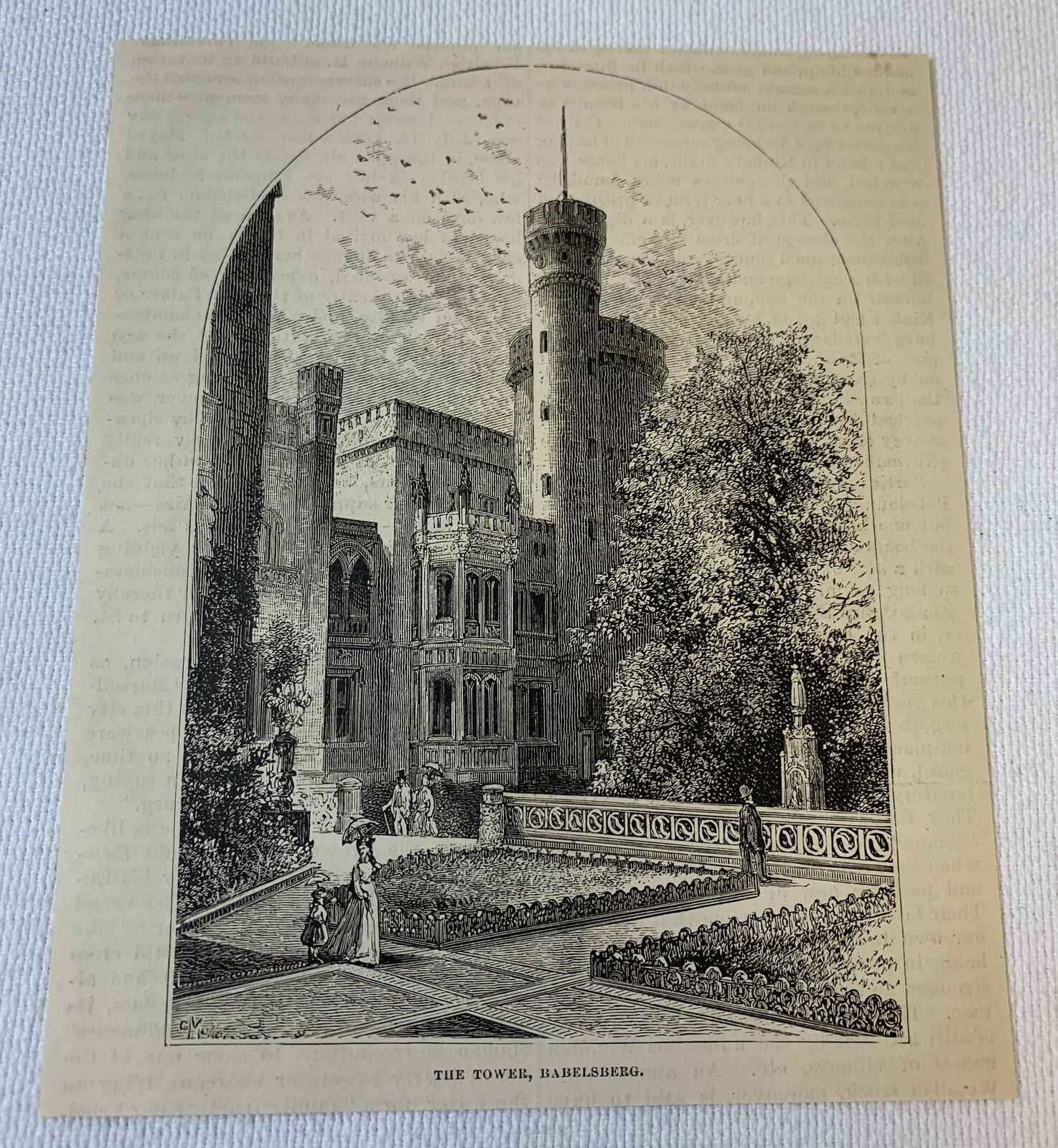 1878 magazine engraving ~ THE TOWER, BABELSBERG, Germany