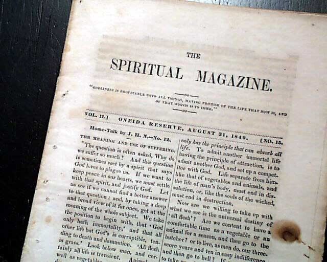Rare ONEIDA COMMUNITY Perfectionists Religious Commune Society 1849 Newspaper