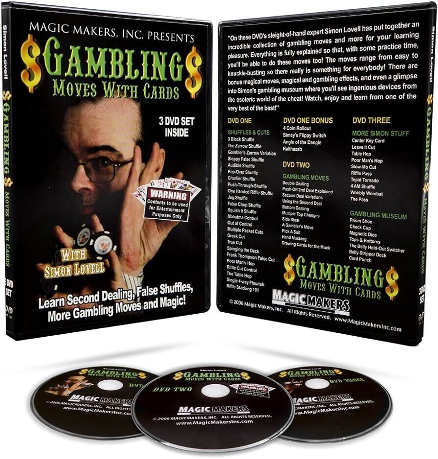 Gambling Moves With Cards - 3 DVD Set Featuring Simon Lovell
