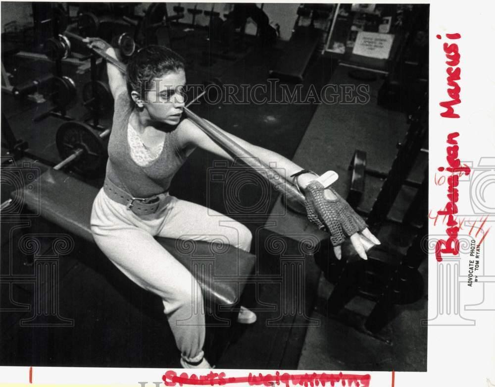 1985 Press Photo Barbarajean Mancusi in Weight Room - ctaa03739